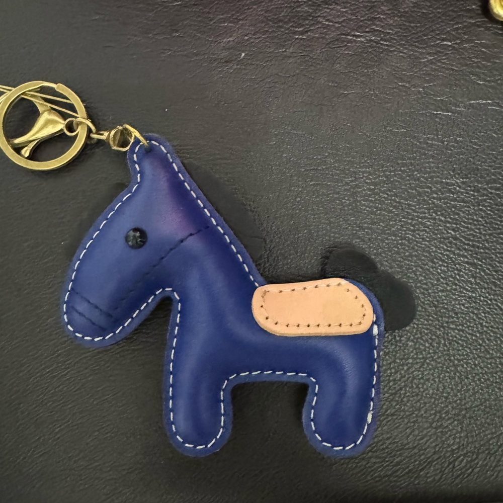 SOLD❗️Blue Horse Bag Charm with Tan Saddle